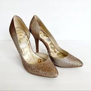 JUICY COUTURE Gold/SilverOmbre Glitter D’Orsay Pump-8.5 M/4.25 Heel HARD FIND!!!